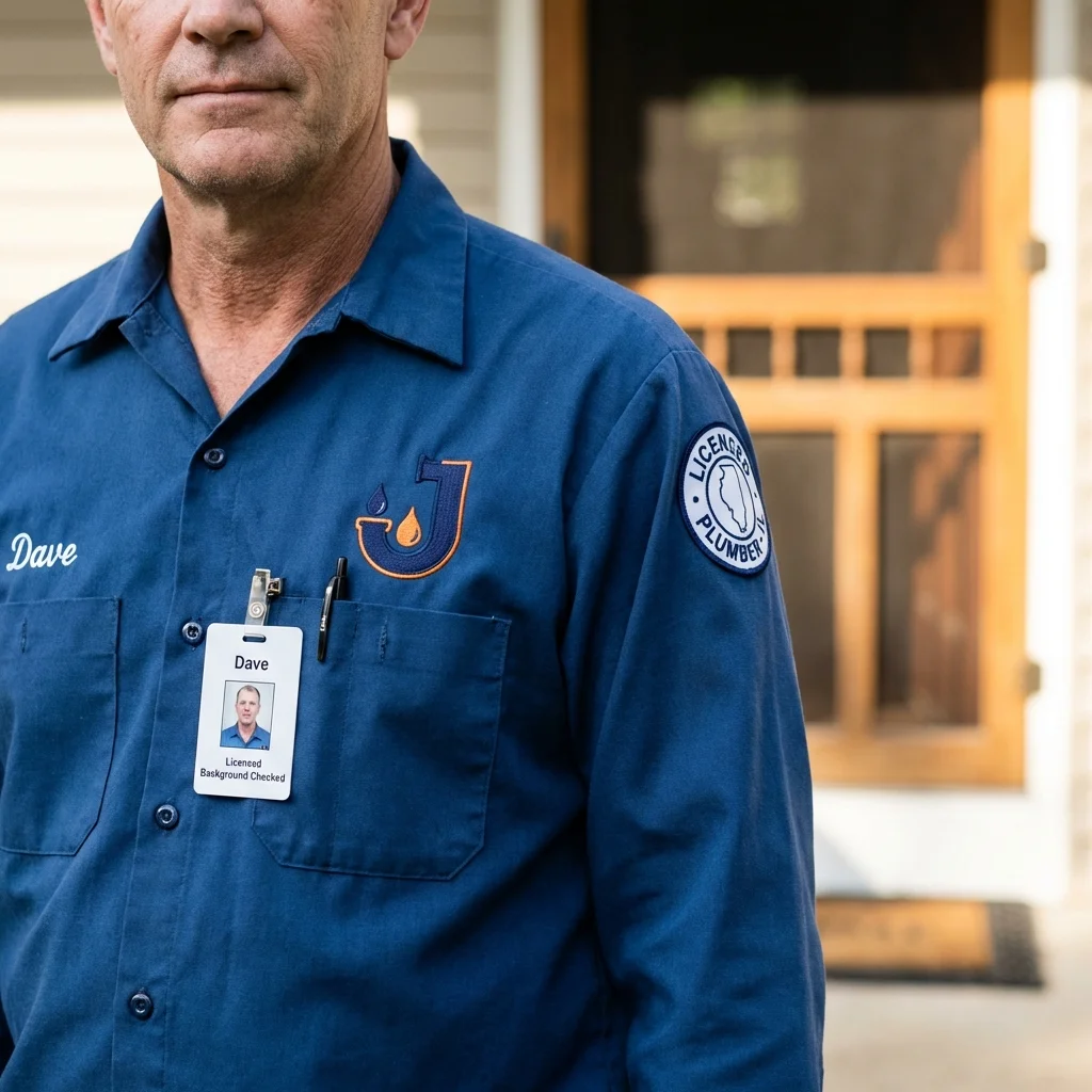 Licensed plumber showing ID badge in Crittenden, KY