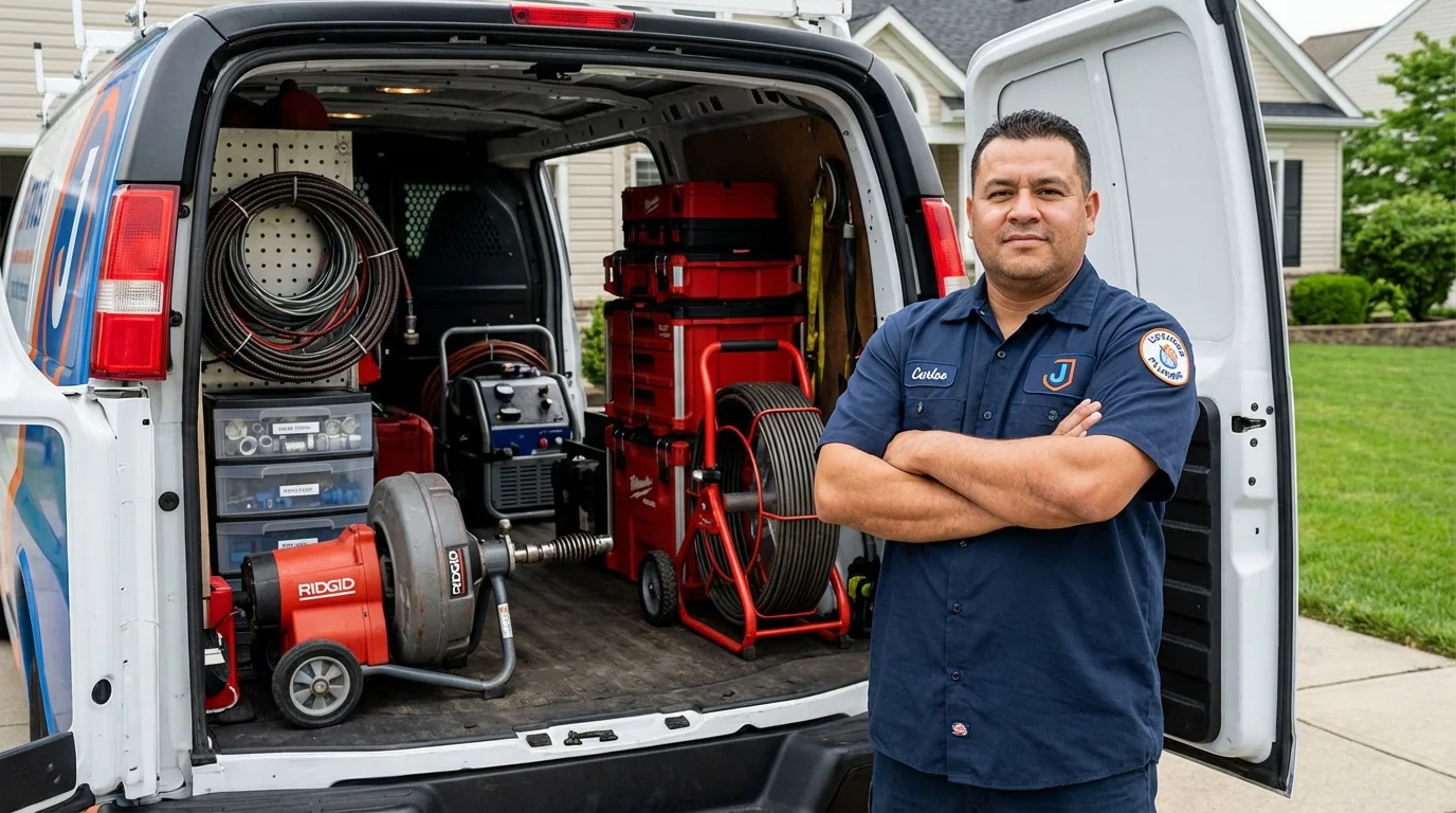 Professional drain cleaning equipment and Johns Plumbing LLC plumber in Crittenden