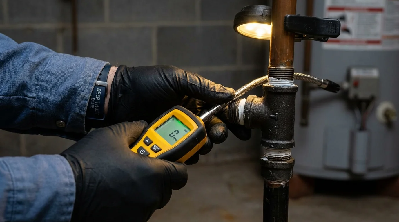 Gas leak detection with electronic sniffer by Johns Plumbing LLC in Crittenden