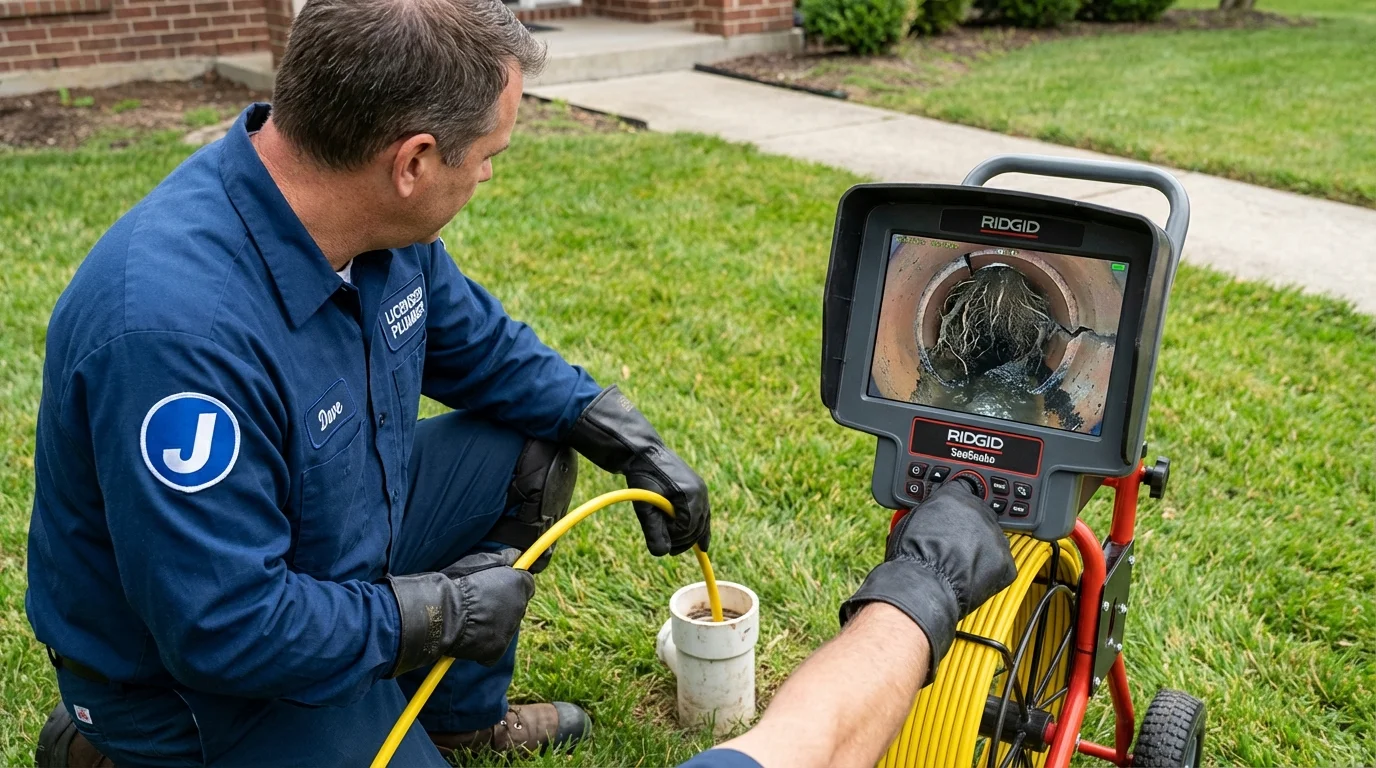 Sewer camera inspection being performed by Johns Plumbing LLC in Crittenden