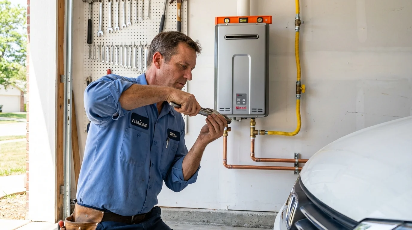 Tankless water heater installation by a Johns Plumbing LLC plumber in Crittenden